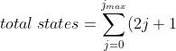total\: states=\sum_{j=0}^{j_{max}}(2j+1)-\sum_{j=0}^{j_{min}-1}(2j+1)\; \; \; \; \; \; \; \; 210